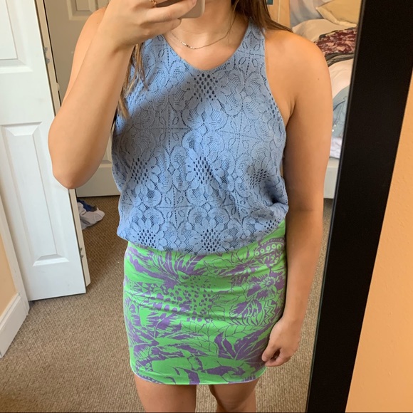 Baby Blue Lace Tank Top Size XS Francesca’s/Alya - Picture 4 of 7